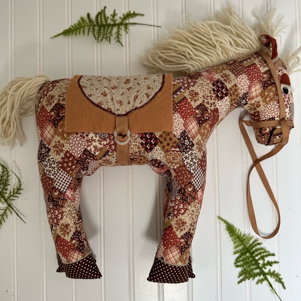 Unique Handmade Bandana Pattern Fabric Stuffed Horse